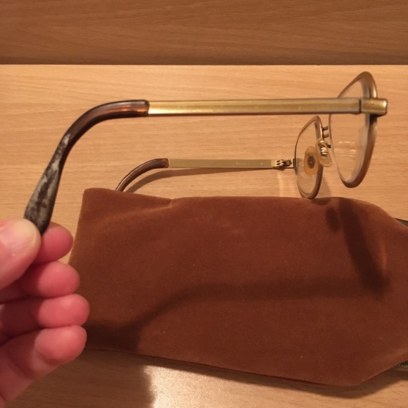 60s Marine USA Vintage Eyeglasses Brass Tone Metal with Velvet Kiss Lock Case - Picture 7 of 8